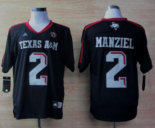 Aggies #2 Johnny Manziel Black Techfit SEC Patch Stitched NCAA Jersey