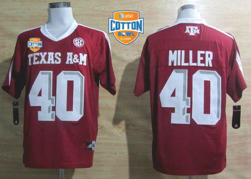 Aggies #40 Von Miller Red SEC Patch AT&T Cotton Bowl Stitched NCAA Jersey