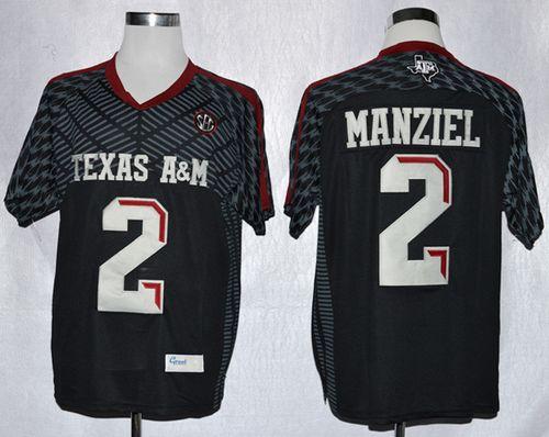 Aggies #2 Johnny Manziel Black New SEC Patch Stitched NCAA Jersey