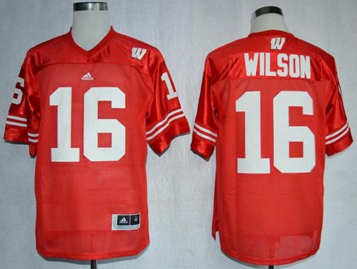 Badgers #16 Russell Wilson Red Stitched NCAA Jersey