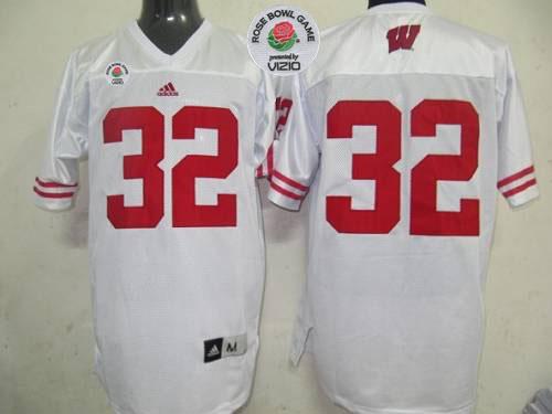 Badgers #32 White Rose Bowl Game Stitched NCAA Jersey