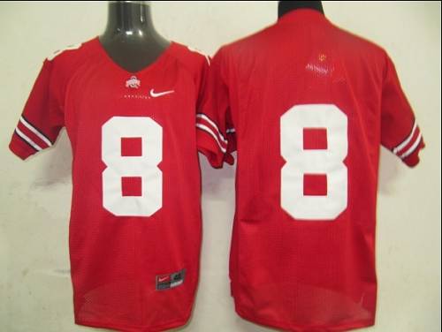 Buckeyes #8 Red Stitched NCAA Jersey