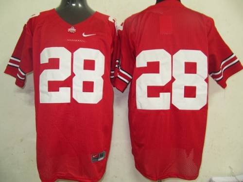 Buckeyes #28 Red Stitched NCAA Jersey