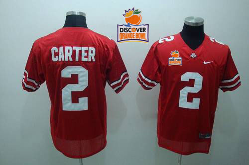 Buckeyes #2 Cris Carter Red 2014 Discover Orange Bowl Patch Stitched NCAA Jersey