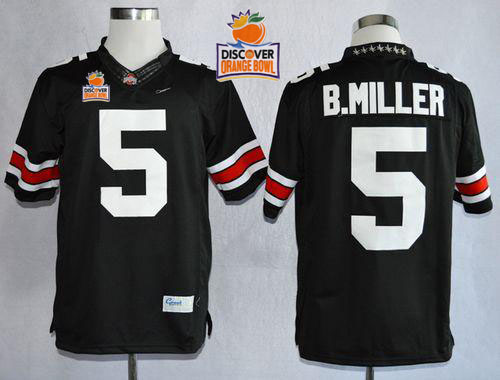Buckeyes #5 Braxton Miller Black Limited 2014 Discover Orange Bowl Patch Stitched NCAA Jersey