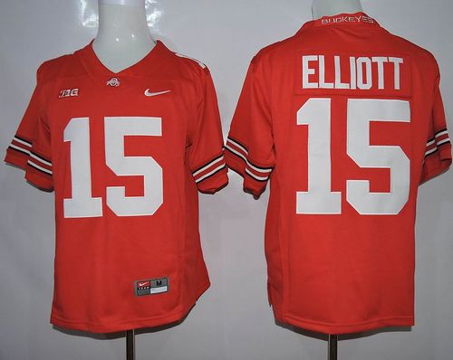 Buckeyes #15 Ezekiel Elliott Red Limited Stitched NCAA Jersey