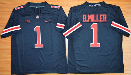 Buckeyes #1 Braxton Miller Black(Red No.) Limited Stitched NCAA Jersey