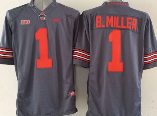 Buckeyes #1 Braxton Miller Grey Limited Stitched NCAA Jersey