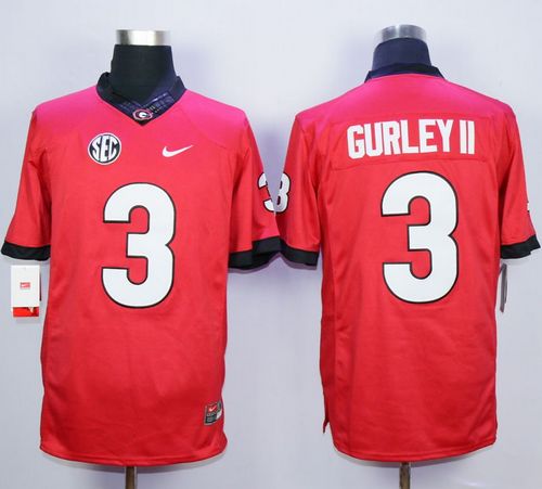 Bulldogs #3 Todd Gurley Red SEC Patch Stitched NCAA Jersey