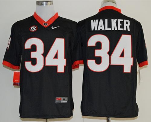 Bulldogs #34 Herschel Walker Black Limited SEC Patch Stitched NCAA Jersey