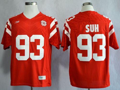 Cornhuskers #93 Ndamukong Suh Red New Big 10 Stitched NCAA Jersey