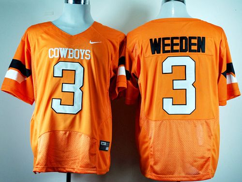 Cowboys #3 Brandon Weeden Orange Pro Combat Stitched NCAA Jersey