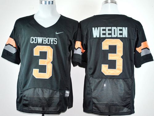 Cowboys #3 Brandon Weeden Black Pro Combat Stitched NCAA Jersey