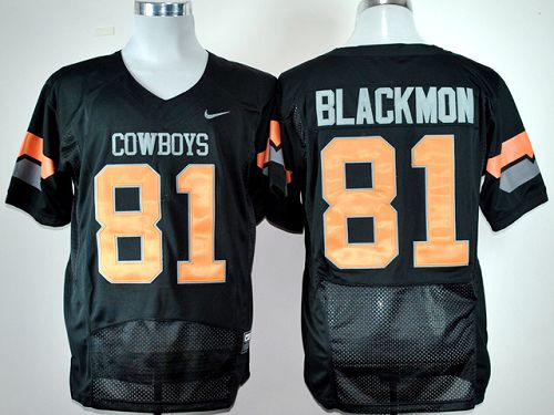 Cowboys #81 Justin Blackmon Black Pro Combat Stitched NCAA Jersey
