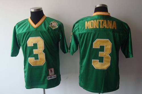 Dame #3 Joe Montana Green With 30TH Patch Stitched NCAA Jersey