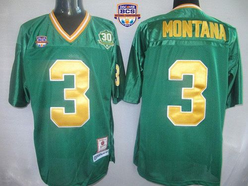 Dame #3 Joe Montana Green With 30TH Patch 2013 BCS National Championship Stitched NCAA Jersey