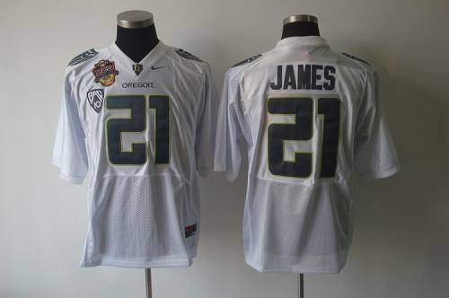 Ducks #21 LaMichael James White Stitched NCAA Jersey