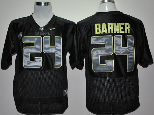 Ducks #24 Kenjon Barner Black With PAC 12 Patch Stitched NCAA Jersey
