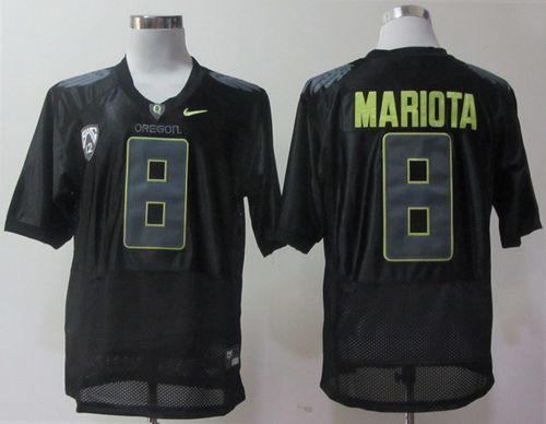 Ducks #8 Marcus Mariota Black Pro Combat Pac 12 Stitched NCAA Jersey