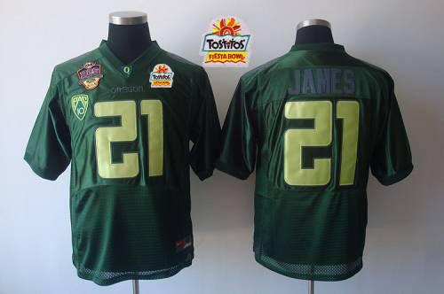 Ducks #21 LaMichael James Green Tostitos Fiesta Bowl Stitched NCAA Jersey