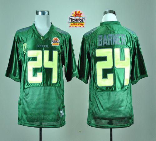 Ducks #24 Kenjon Barner Green With PAC 12 Patch Tostitos Fiesta Bowl Stitched NCAA Jersey