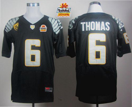 Ducks #6 De'Anthony Thomas Black Elite PAC 12 Patch Tostitos Fiesta Bowl Stitched NCAA Jersey