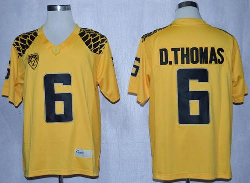 Ducks #6 De'Anthony Thomas Yellow Limited Stitched NCAA Jersey