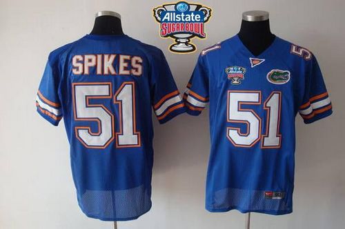 Gators #51 Brandon Spikes Blue Allstate Sugar Bowl Stitched NCAA Jersey