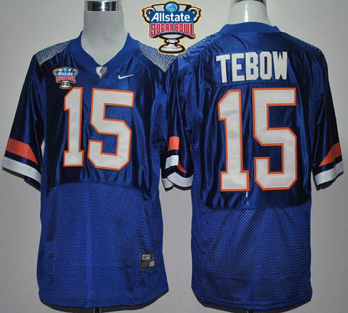 Gators #15 Tim Tebow Blue Pro Combat Allstate Sugar Bowl Stitched NCAA Jersey