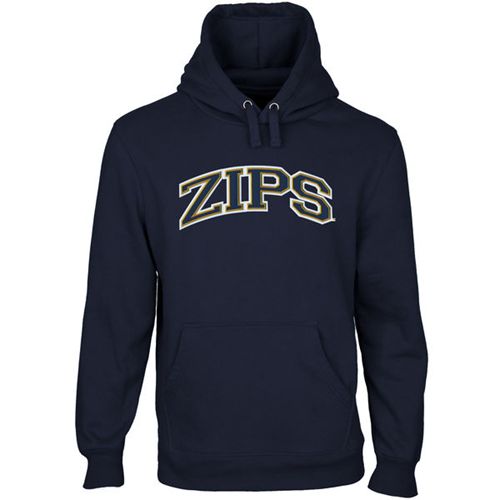 Akron Zips Arch Name Pullover Hoodie Navy Blue