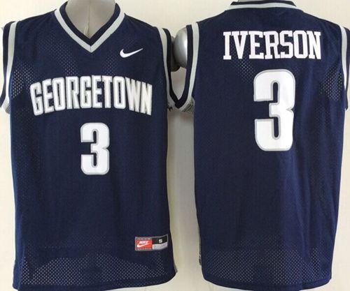 Hoyas #3 Allen Iverson Navy Blue Basketball Stitched NCAA Jersey
