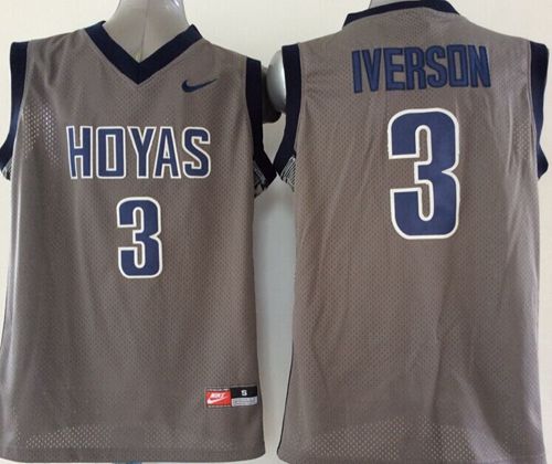Hoyas #3 Allen Iverson Grey Basketball Stitched NCAA Jersey