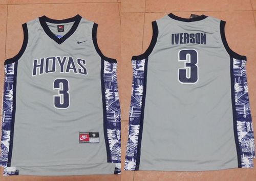 Hoyas #3 Allen Iverson Grey New Basketball Stitched NCAA Jersey