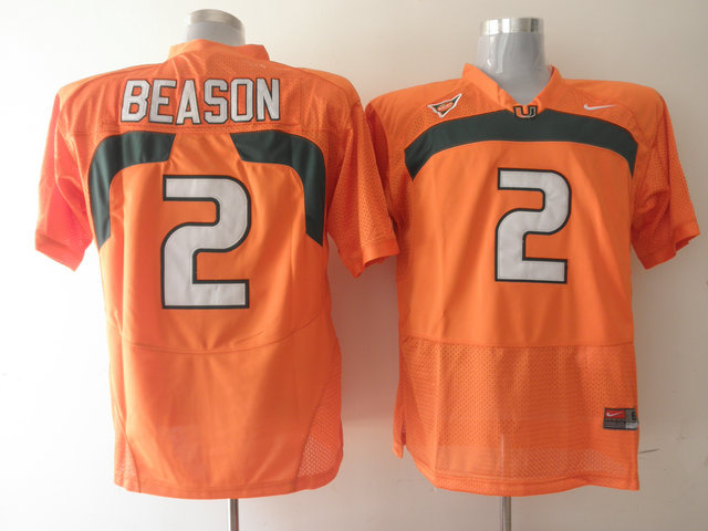 Hurricanes #2 Jon Beason Orange Stitched NCAA Jerseys