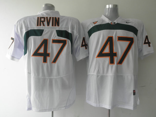 Hurricanes #47 Michael Irvin White Stitched NCAA Jerseys