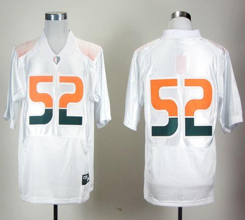 Hurricanes #52 R.Lewis White Pro Combat Stitched NCAA Jerseys