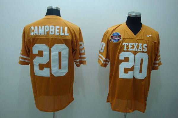 Longhorns #20 Earl Campbell Orange Stitched NCAA Jersey