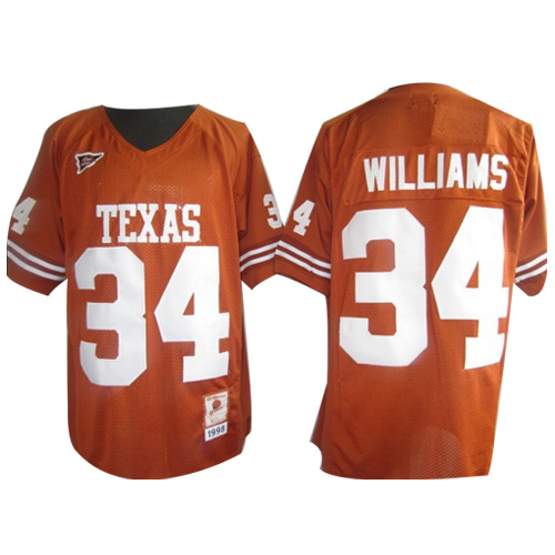 Longhorns #34 Ricky Williams Orange Stitched NCAA Jersey