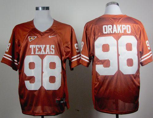 Longhorns #98 Brian Orakpo Orange Stitched NCAA Jersey
