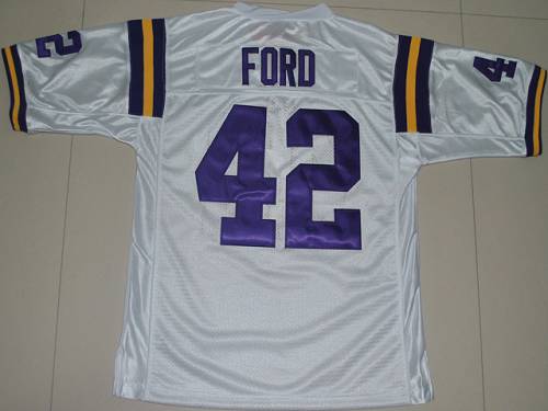 LSU Tigers #42 Michael Ford White Stitched NCAA Jersey
