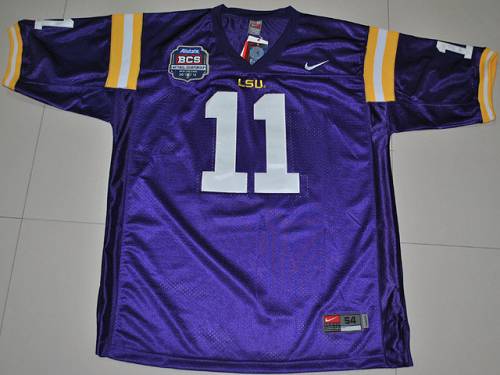 LSU Tigers #11 Spencer Ware Purple 2012 BCS Championship Patch Stitched NCAA Jersey