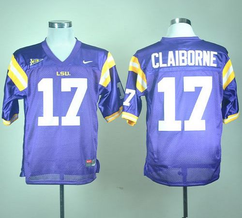 LSU Tigers #17 Morris Claiborne Purple Stitched NCAA Jersey