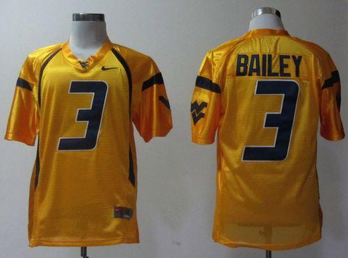 Mountaineers #3 Stedman Bailey Gold Stitched NCAA Jersey