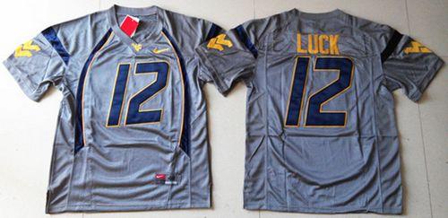 Mountaineers #12 Oliver Luck Navy Blue Stitched NCAA Jersey