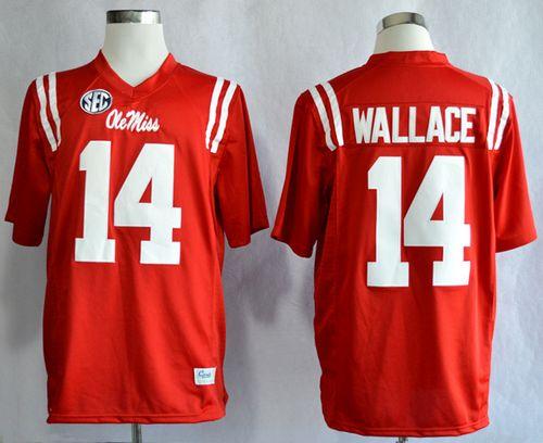 Rebels #14 Bo Wallace Red Stitched NCAA Jersey