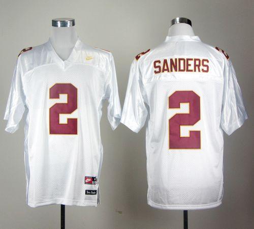 Seminoles #2 Deion Sanders White Stitched NCAA Jersey