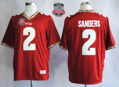 Seminoles #2 Deion Sanders New Red 2014 BCS Bowl Patch Stitched NCAA Jersey
