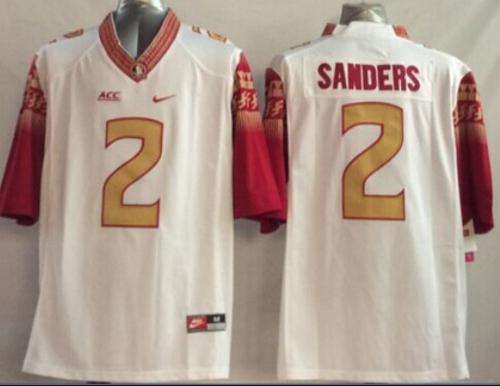 Seminoles #2 Deion Sanders White Limited Stitched NCAA Limited Jersey