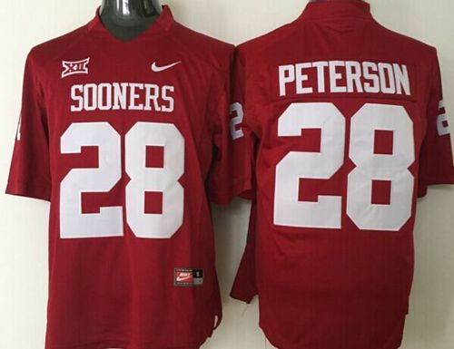 Sooners #28 Adrian Peterson Red Stitched NCAA Jersey