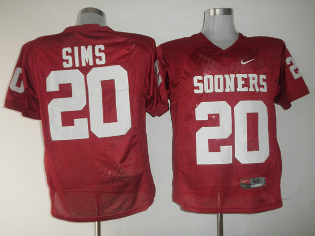 Sooners #20 Billy Sims Red Stitched NCAA Jersey